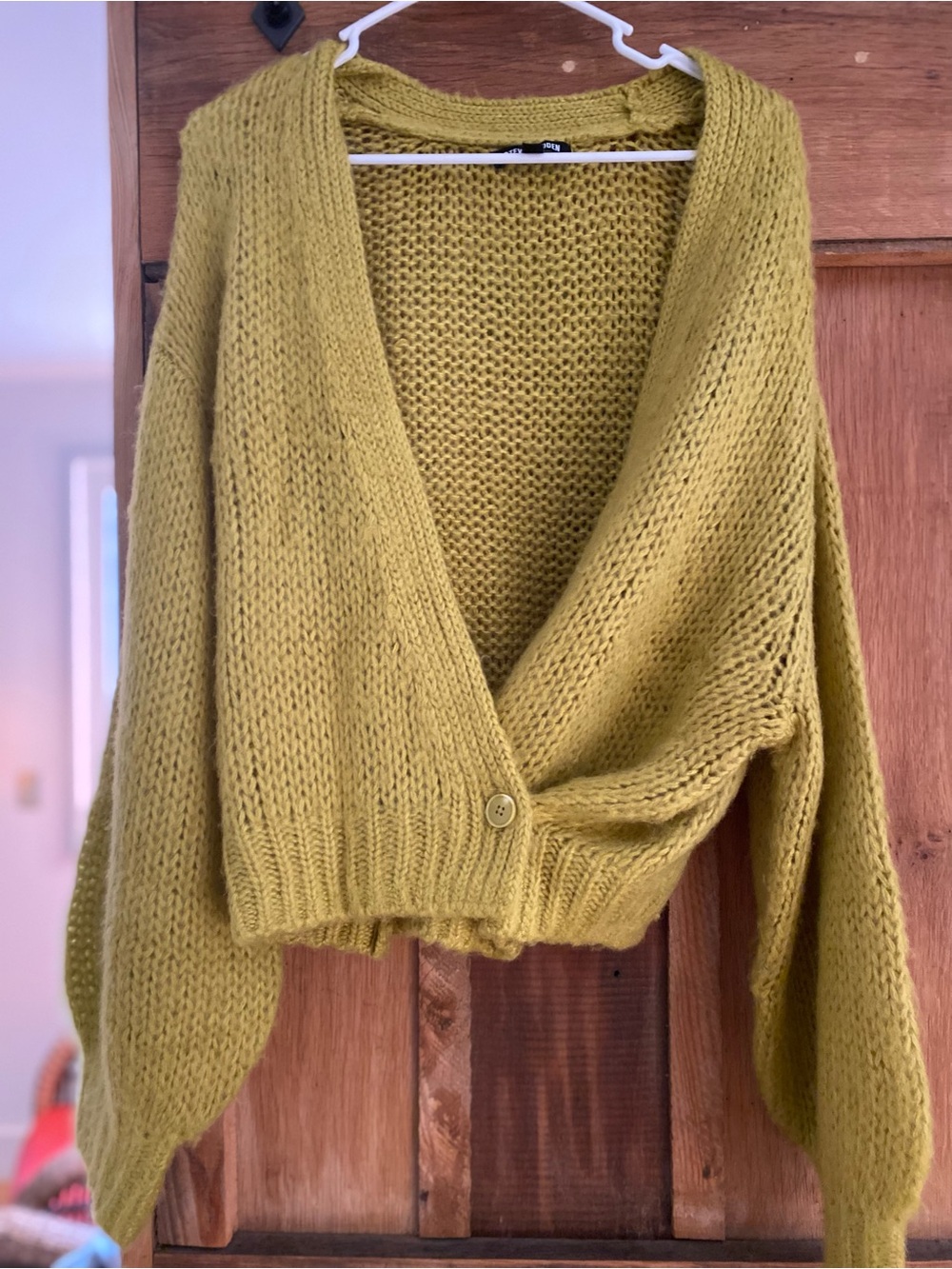 Chunky V-Neck Button-Front Sweater Cardigan - Olive